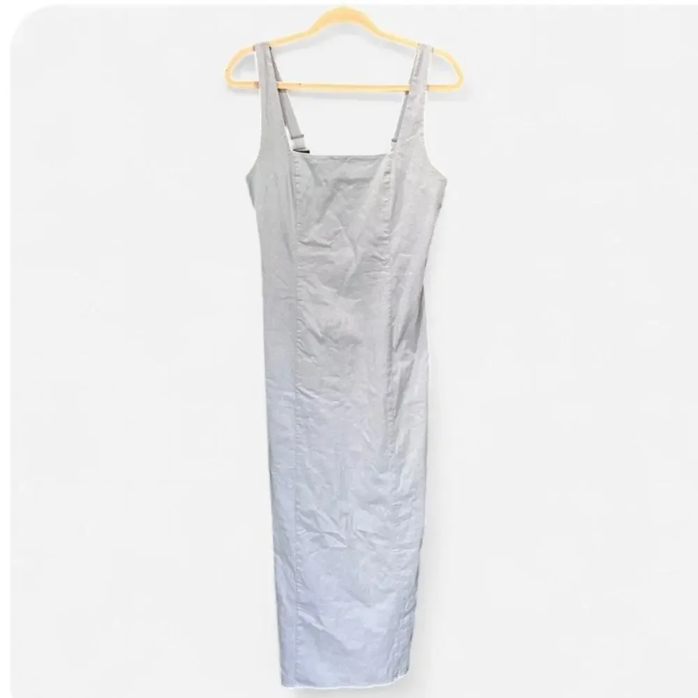 Abercrombie & Fitch Blue Cotton Stretch Maxi Dress M Classic Coastal Summer